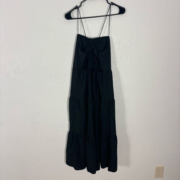 Rails Black Leni Open Back with Tie Midi Dress Cotton/Lyocell Women's XL - Picture 2 of 9